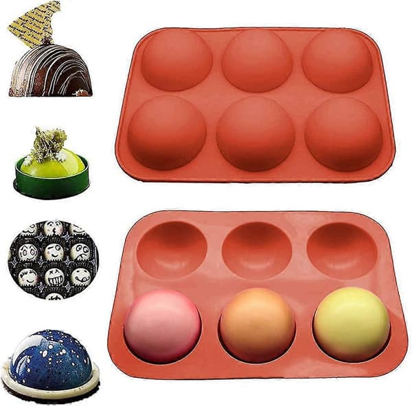 Halvsfär silikonform stor 6-håls, 2-pack chokladbollsform bakgåva Y
