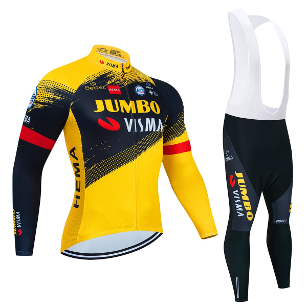 2023 JUMBO Långärmad Cykeltröja Set haklapp Byxor Ropa Ciclismo Cykelkläder MTB Cykeltröja Höstuniform Herrkläder Beige 4XL