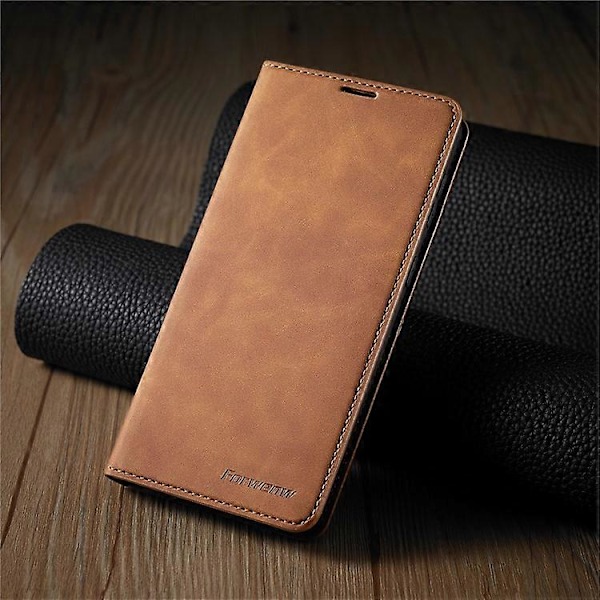FORWENW Kompatibelt för Samsung Galaxy S23+ Hudvänligt Läder Mobiltelefonfodral Ställ Fantasy Series Flip Plånboksfodral Brown