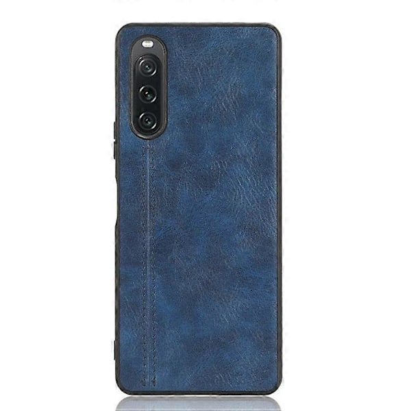 Kompatibel med Sony Xperia 10 V Syet Linje Design Bagcover PU Læderbelagt TPU+PC Telefoncover Blue