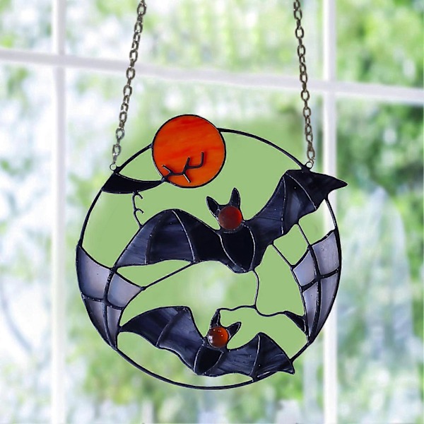 Halloween Lepakko Koriste Ontto Pyöreä Metalliketju Lasimaalaus Aurinkosieppari Sisäikkuna Seinäkoriste Lepakko Sisustus Juhlatarvikkeet