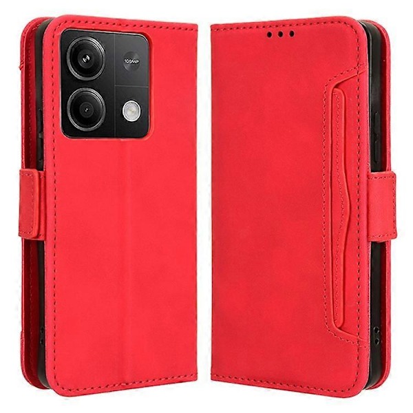 Kompatibelt Skal för Xiaomi Redmi Note 13 5G Slim-Fit PU Läder Telefonställ Plånboksfodral Red