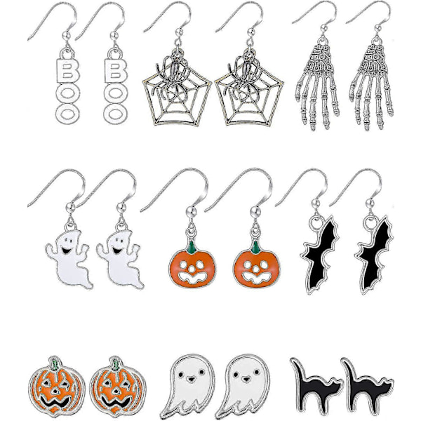 9 Par Halloween Øredobber Halloween Drop Dangle Øredobber Gresskar Svart Katt Øredobber For Kvinner Halloween Fest Antrekk A