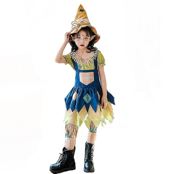 Halloween Mekot Uusi Tyttö Scarecrow Puku Karnevaali Halloween Kirjaviikko Cosplay Fancy Juhlamekko Korkealaatuinen XL-Scarecrow
