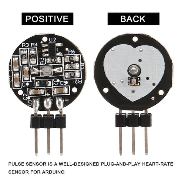 Pulssensor Hjertefrekvenssensor Hjerteslags Pulssensor kompatibel med Raspberry Pi, sort & rød