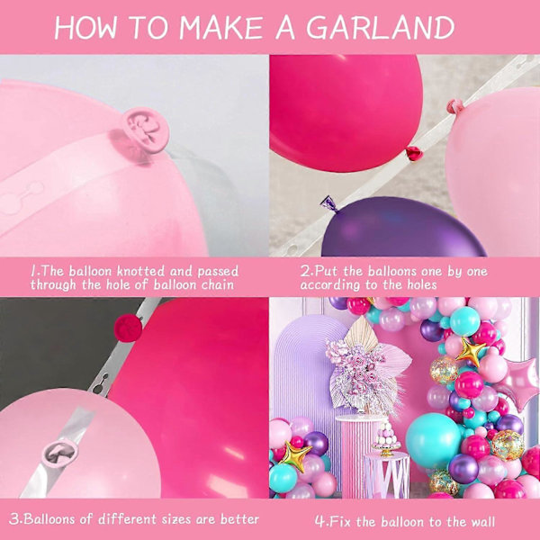 Rosa Lila Ballongbåge Kit, Enhörning Ballongbåge Kit, Enhörningsballonger Enhörningstema Festdekorationer, Enhörningsballonggirlang Med Konfetti och Fo