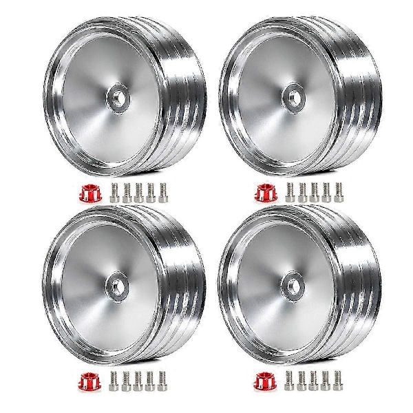 4 st/set 1,9 tums retro spegelhjulnav i metall för SCX10 -4 RC bilmodifieringstillbehör Universal Silver B