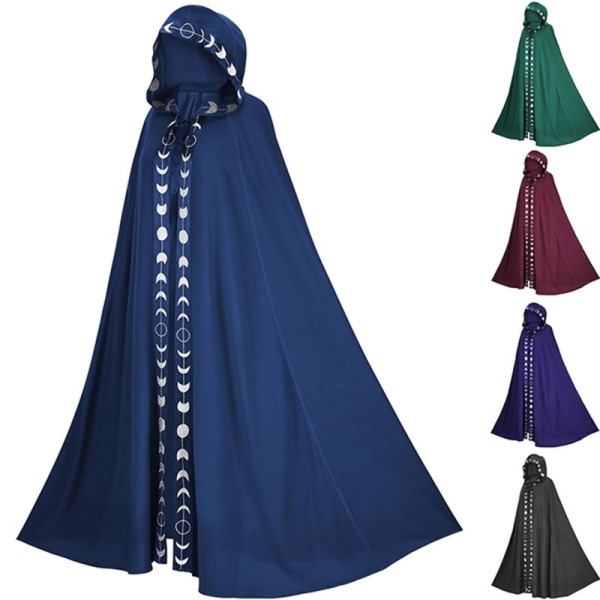 Halloween viitta viitta cosplay-asu Samurai-velho hupullinen viitta esiintymisasu blue M