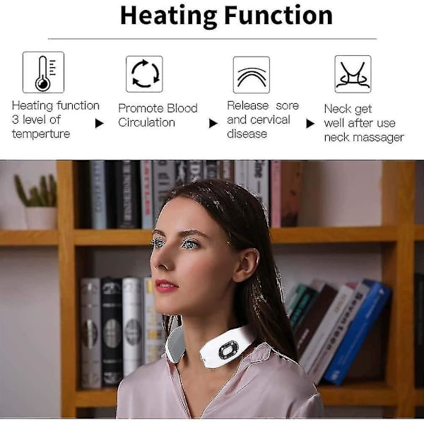 Tflycq Smart Neck Hierontalaite, Niska Hierontalaite, Sähköinen Pulse Neck Hierontalaite, Smart Massager, Sähkömagneettinen Pulse Neck Hieronta lämmitystoiminnolla Sui
