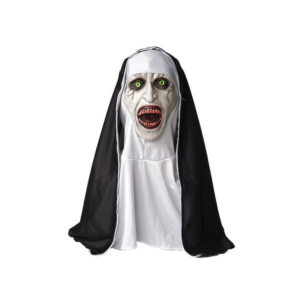 Halloween Skrämmande Makeup Mask Knepigt spökansikte Skräck Skrämmande Latex Huvudbonad Nun style 1