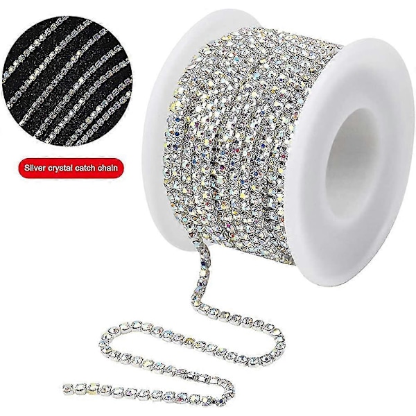 Rhinestone Klokjede, 10m 2.8mm Krystall Rhinestones Diamantkjede Strassbånd