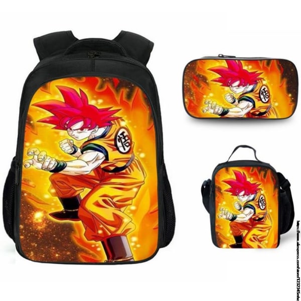 3 stk 16 tommer Dragon Ball Goku skoletaske til børn skoletaske Multicolor 14inch