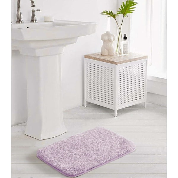 HUOGUO Badrumsmatta Halkfri Badrumsmatta (16 x 24, Lavendel) Vattenabsorberande Mjuk Mikrofiber Luddig Badrumsmatta Maskintvättbar Badrumsmatta f
