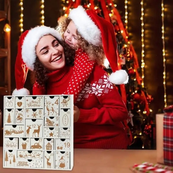 Jul 2022 Adventskalender 2022 Tränedräkning till juldekoration 24 dagars juladvent DIY Godis Presentförpackning för White