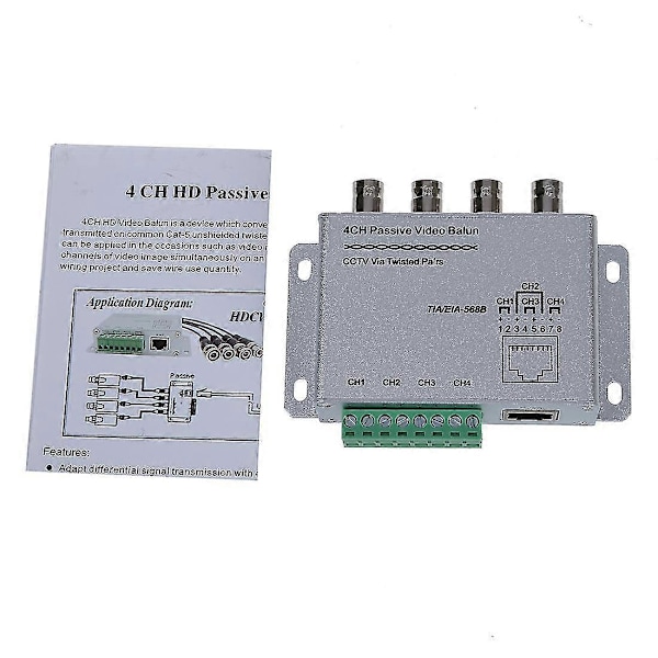 UTP 4-kanals Passiv Video Balun Transceiver