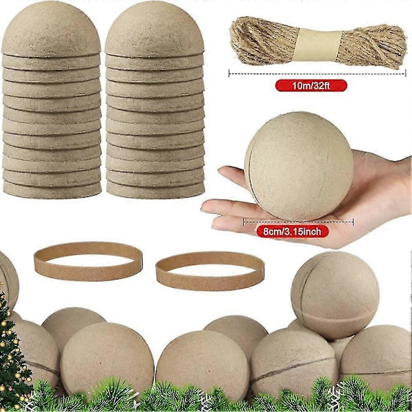 24 st Jul Pappersmachébollar 8 cm Omålade Tomma Boll Ornament Hantverksmaterial