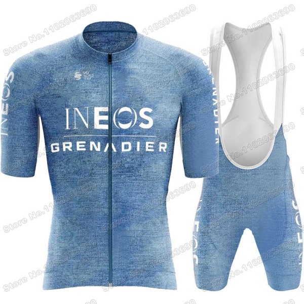 2023 Ineos Grenadier Pyöräilyneulesetti Set Denim Pyöräilyvaatteet Miesten Maantiepyörä Paidat Puku Pyörä Bib Shortsit MTB Maillot 1 XXS