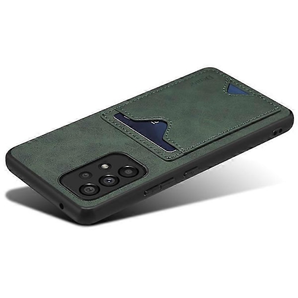 DENIOR Yhteensopiva Samsung Galaxy A53 5G Nahkapäällysteinen TPU-suojakuori Jalustalla ja Korttipaikalla Green