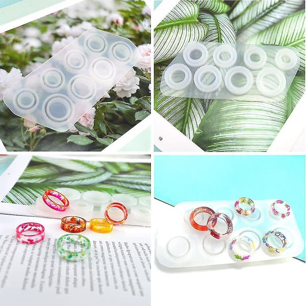 Krystalform DIY Håndværk Krystal Epoxy Resin Form Assorterede Ringe Silikoneform-fg