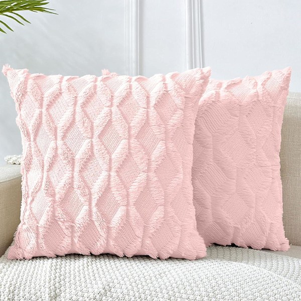 Koristetyynynpäälliset 50x50 cm, beige koristeellinen boheemi tyynyliina samettisella ylellisellä pehmeällä lyhyellä plyyshivillalla sohvalle makuuhuoneeseen autoon, setti