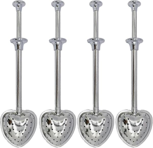 4 st Rostfria Teinfusionsenheter Tesil Socker Mjöl Siktar Florsocker Shaker Duster Filter Te Intervall Diffusor för Lösa Blad, Kryddor, S