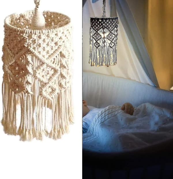 Håndstrikket lampeskærm, pendel lampeskærm, boho Macrame lampeskærm