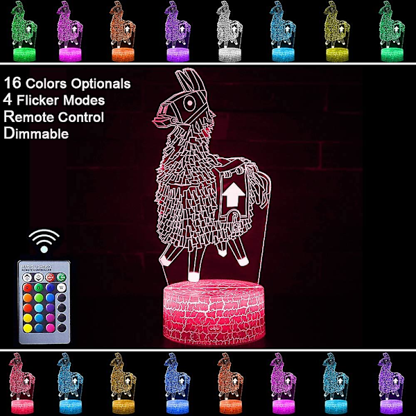 Llama Nattlampa Fästning Battle Royale 3D Optisk Illusion LED Lampor Sängbord Vägledning För Barnrum Bästa Födelsedag Julgåva Val För Spelälskare B