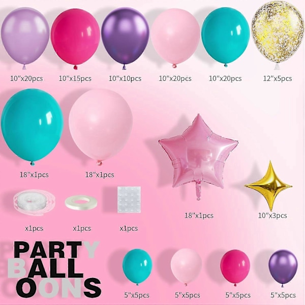 Rosa Lilla Ballongbue Sett, Enhjørning Ballongbue Sett, Enhjørning Ballonger Enhjørning Tema Festdekorasjoner, Enhjørning Ballong Garland Med Konfetti og Fo