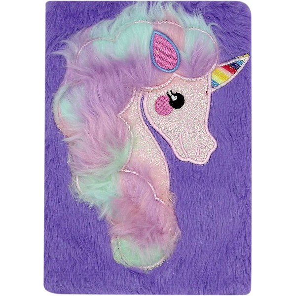 Regnbue Unicorn Notesbog Børn Plys Dagbog Til Piger Teenagere Fuzzy Journal Skriveblok A5 Linjeret 160 Sider