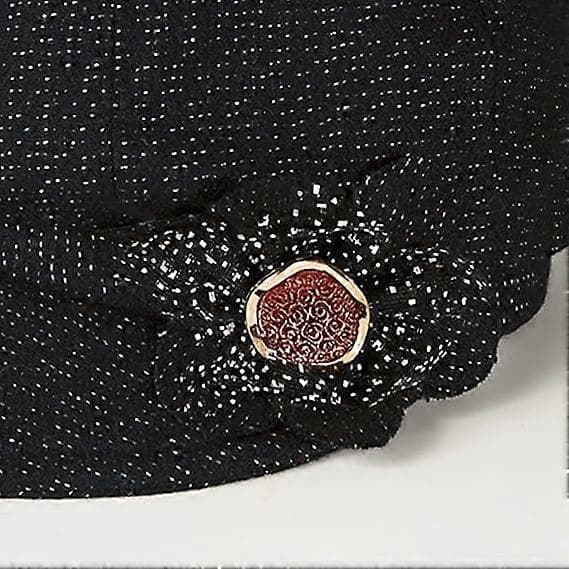 Klassisk Retro Visir Avisgutte Cabbie Cap Beret Hatter med Blomsterspenne for Dame Kvinner