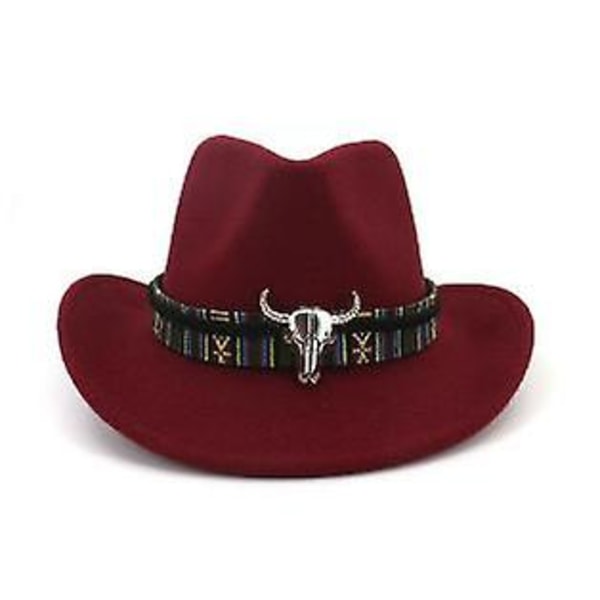 Cowboy-hattu Stetson Style Fedora Sun Summer Western Riding Leveälierinen cap Wine Red