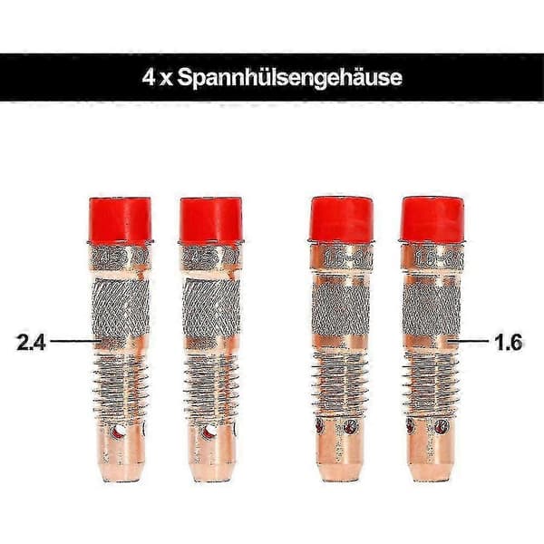 TIG-svetsningstillbehörsset, Adapterhylsor+ Hus+ Keramiska munstycken+ Volframelektroder