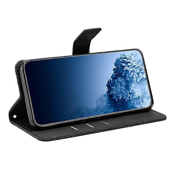 Kompatibelt för Samsung Galaxy S23 Mandala Blomma Präglat PU Läder Ställ Fodral Magnetlås Telefonplånboksskydd Black