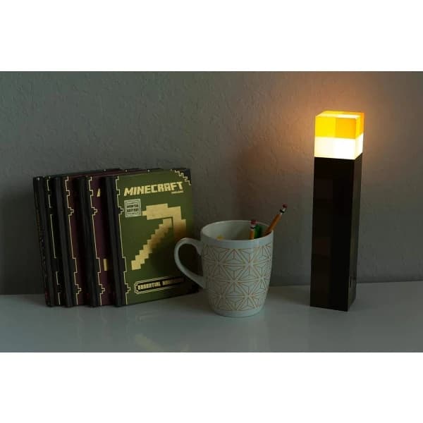 Minecraft Brun Stein Fakkel - 28 cm LED Nattlys - USB-C