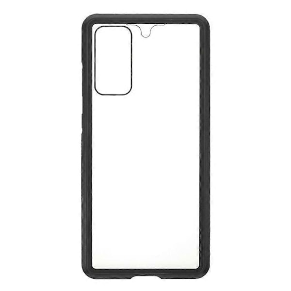 Kompatibel med Samsung Galaxy S20 FE 4G / 5G / S20 Lite / S20 FE 2022 dobbeltsidet hærdet glas + magnetisk metalramme telefoncover Black