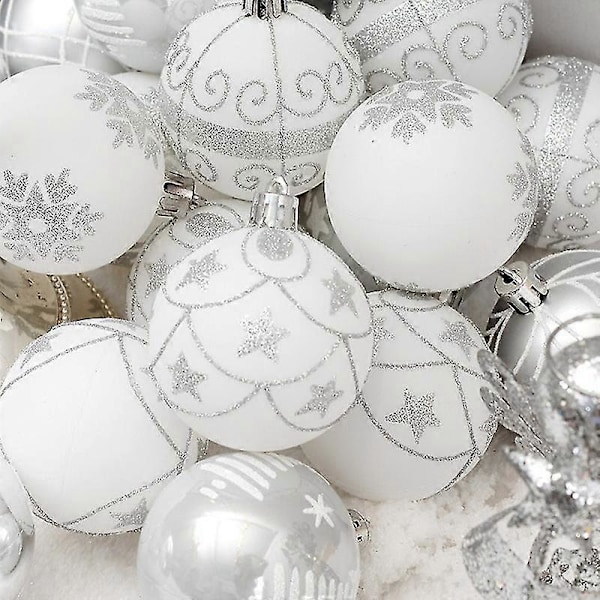 24 st Julkulor Multistil Krossäkra PVC Snöflingemönster Julgranskulor Festtillbehör