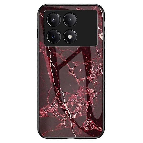 Kompatibel med Xiaomi Redmi K70E 5G / Poco X6 Pro 5G Deksel Marmormønster Herdet Glass+PC+TPU Cover Red