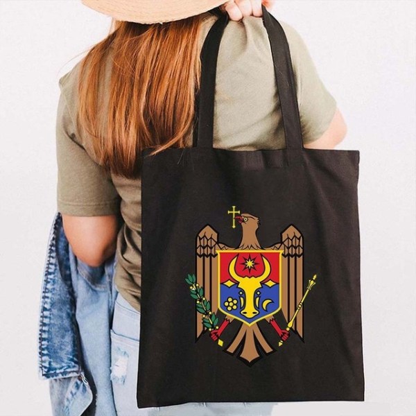 Karta Flagga Lion Shopping Bag Bomull Canvas Tote Bag black