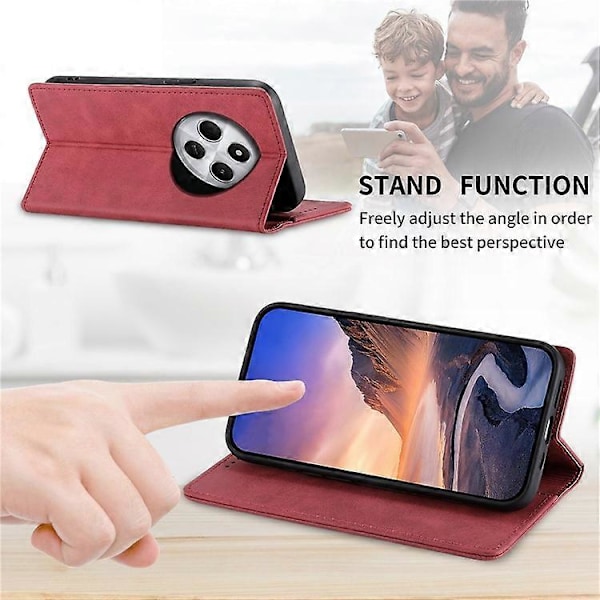 DF-05 Yhteensopiva Xiaomi Redmi 14C 4G Lompakkokotelo RFID PU Nahkainen Puhelinkuori Red