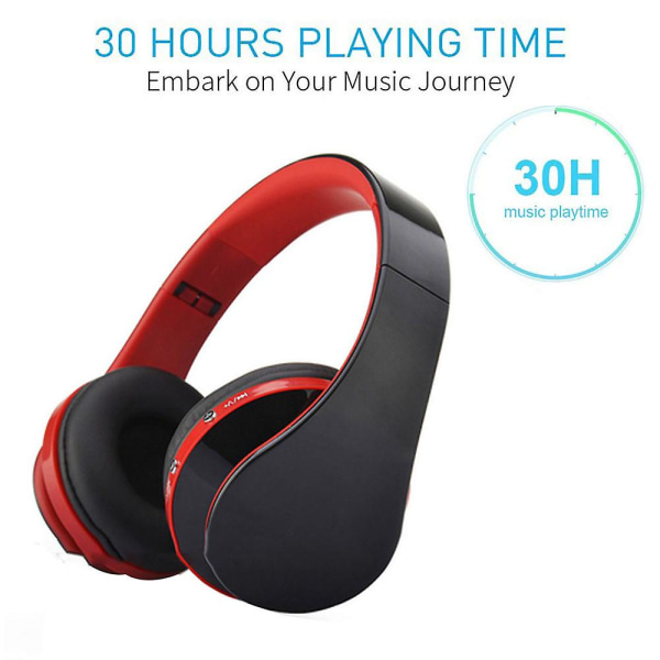 Bluetooth kuulokkeet langattomat, over Ear kuulokkeet mikrofonilla,  taitettava ja kevyt, MP3-tila ja Fm-radio matkapuhelimille Kannettava  televisio Black red e3bb | Black red | Fyndiq