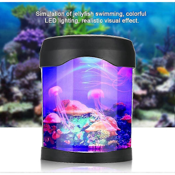 Usb Akvarielys Skrivebord Mini Akvarium Stemning Led Belysning Farveskiftende Natlampe Til Børn Indbygget Natlys Timer Batteridrevet Uden Vand Sort