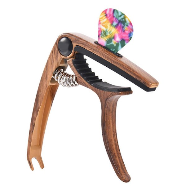 Gitar Capo Plekter Sett Legering Trefinish Glanset Universal Capo med Plekterveske for Opptreden