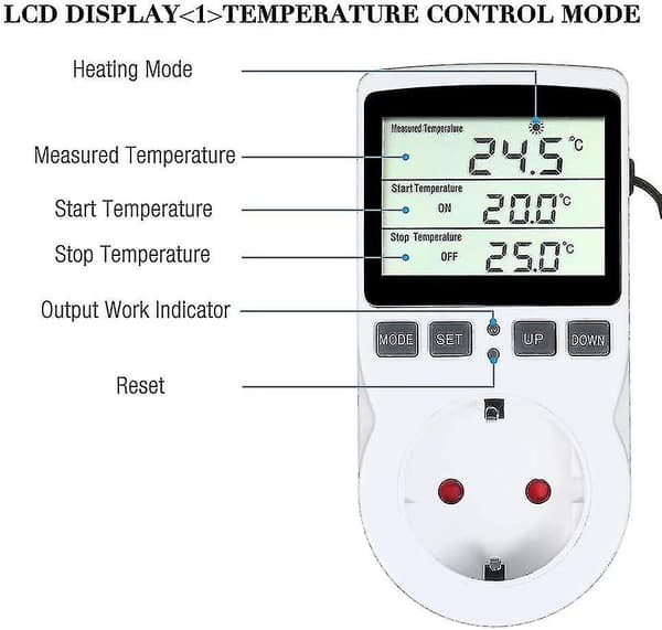 Digital temperaturregulator stikkontakt termostat til drivhus gård glasbeholder Eu-stik