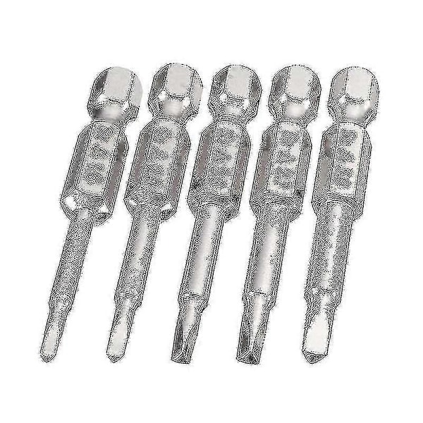 5 kpl Magneettisia Kolmiopääruuvimeisselin Kärkiä, S2 Teräksestä Valmistettu Kolmikulmainen Ruuvimeisselin Kärki Kuusiokantainen Kolmioruuvimeisselin Kärkisarja (1 sarja, Hopea) XiXi
