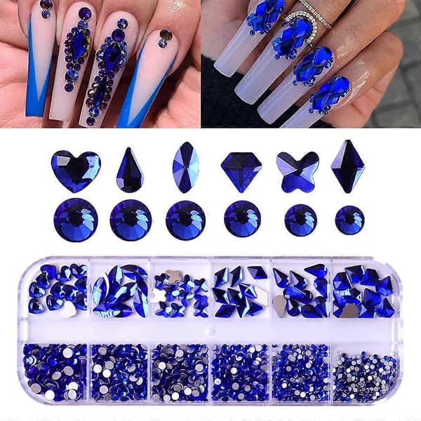 Rhinestones til negle sæt multi former gradient farve rund hjerte flatback