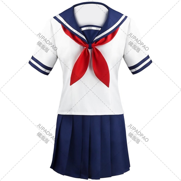 Yandere Simulator Ayano Aishi Cosplay Kostymer Spel Anime Girls Jk Uniform Outfit Sailor T-shirt med kjol Svarta peruker Set Party M