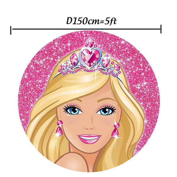 Barbie-ympyrätaustat tytön syntymäpäiville - Pyöreä tausta, joustava polyesteri, ympyrätausta, sylinterikotelo, pöytäbanneri, juhlat 5X5FT
