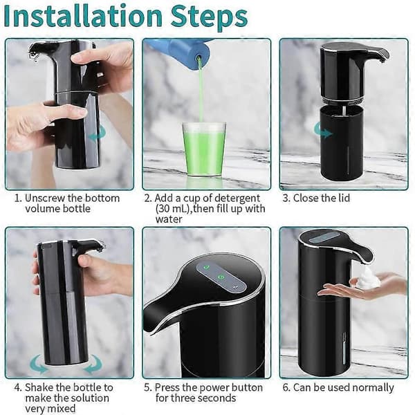 Skumsæbedispenser Automatisk - Berøringsfri Sæbedispenser USB Genopladelig Elektrisk Sæbedispenser 450ml Sort Y