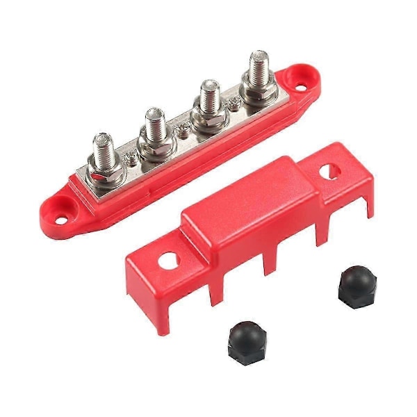Samleskinne 12V 300A Strømfordelingsblok 4 X 3/8In Studs 12V Bil Marine Batteri Samleskinne Term-Yvan