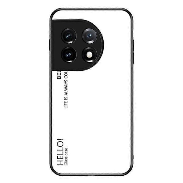 Kompatibelt Skal för OnePlus 11 5G Gradient Färg Telefonskal Anti-Repor Härdat Glas + PC Baksida TPU Ram Hybrid Skal White